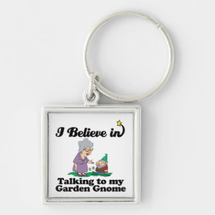 i believe in talking to garden gnome key ring