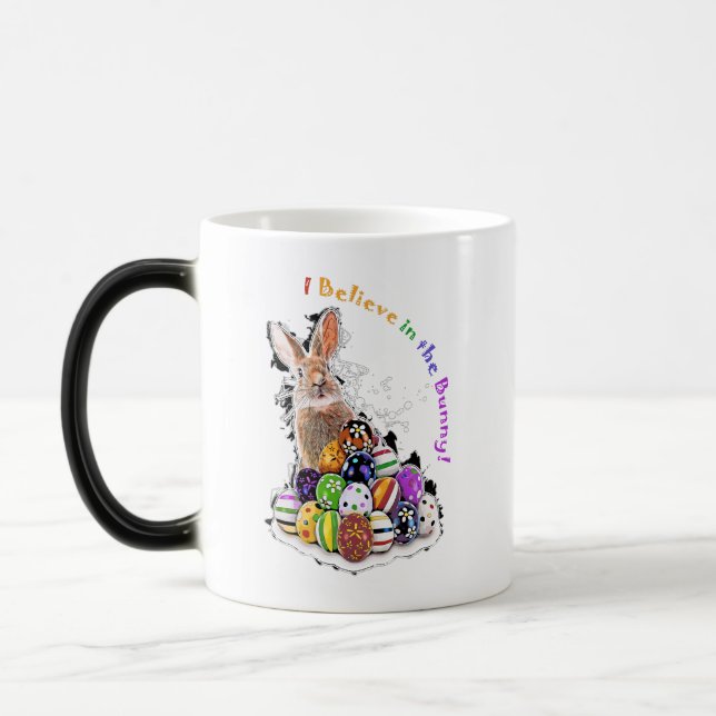 I Believe in the Bunny! Easter Bunny Eggs Magic Mug (Left)