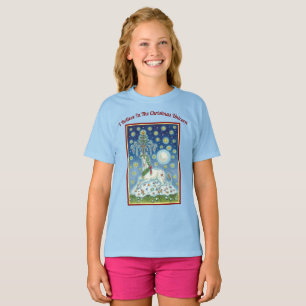 I BELIEVE IN THE CHRISTMAS UNICORN GIRL'S T-SHIRT