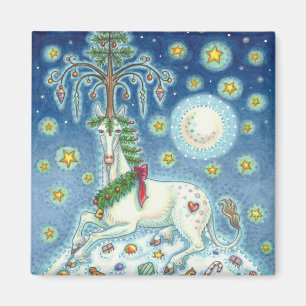 I BELIEVE IN THE CHRISTMAS UNICORN SQUARE MAGNET