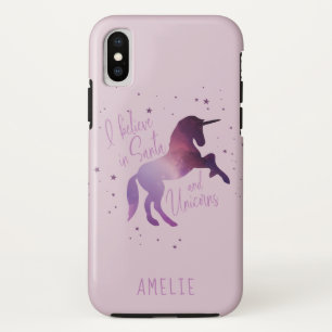 I believe in unicorns and santa galaxy Christmas iPhone X Case