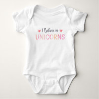 I Believe in Unicorns Baby Girl Pink Typography