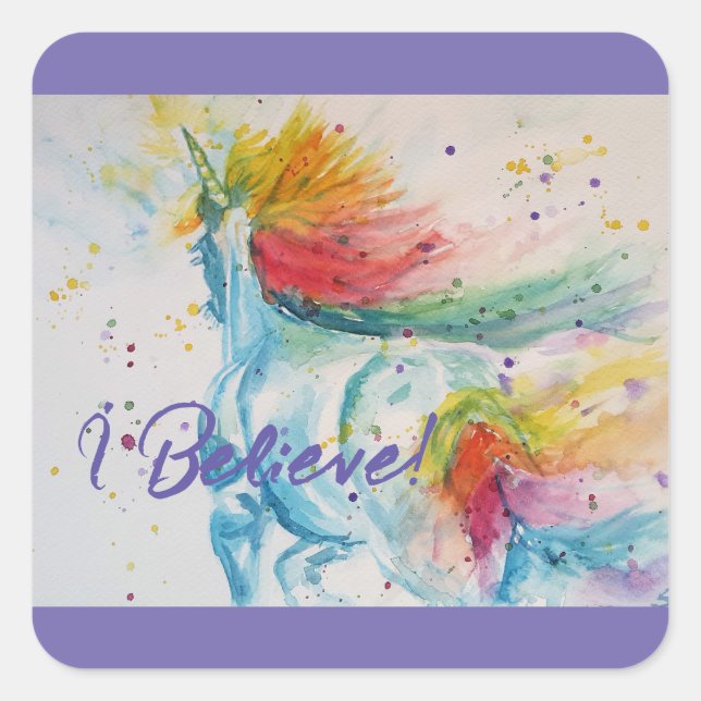 I Believe In Unicorns Rainbow Cute Girls Sticker (Front)