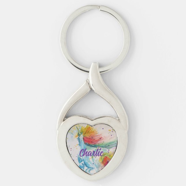 I Believe In Unicorns Rainbow Cute Girls Sticker Key Ring (Front)