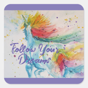 I Believe In Unicorns Rainbow Follow Your Dreams Square Sticker