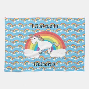 I believe in unicorns tea towel