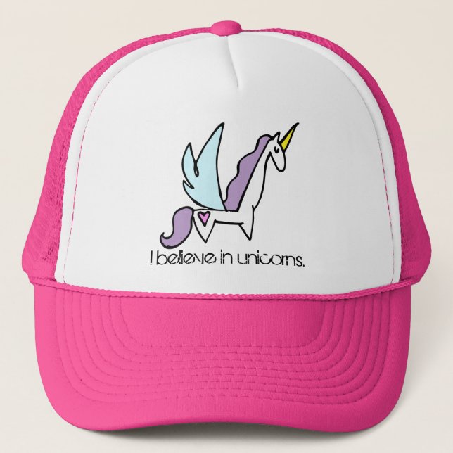 I believe in unicorns trucker hat (Front)