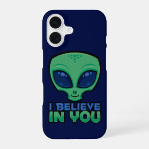 I Believe In You Friendly Cartoon Alien iPhone 16 Case