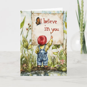 I Believe in You Retro Child Holiday Card