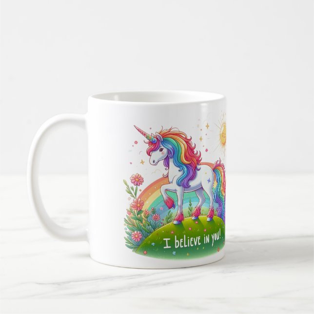 I believe in you unicorn coffee mug (Left)