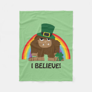 I Believe! Leprechaun Bigfoot Fleece Blanket