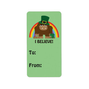 I Believe! Leprechaun Bigfoot Label