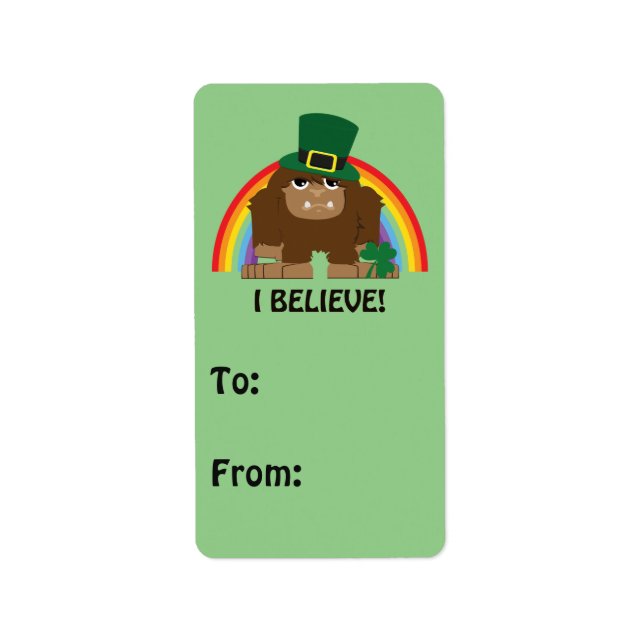I Believe! Leprechaun Bigfoot Label (Front)