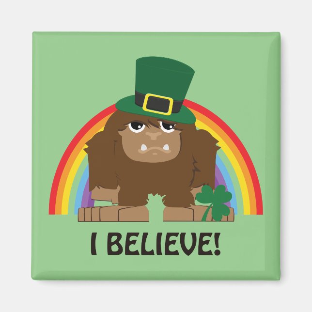 I Believe! Leprechaun Bigfoot Magnet (Front)