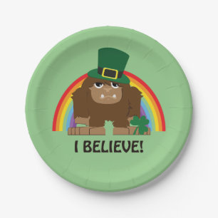 I Believe! Leprechaun Bigfoot Paper Plate