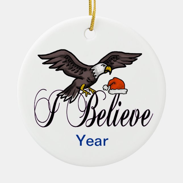 I Believe Patriotic Christmas Eagle Ornament (Front)