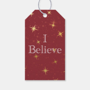 I Believe Red & Faux Gold Foil Stars Gift Tags
