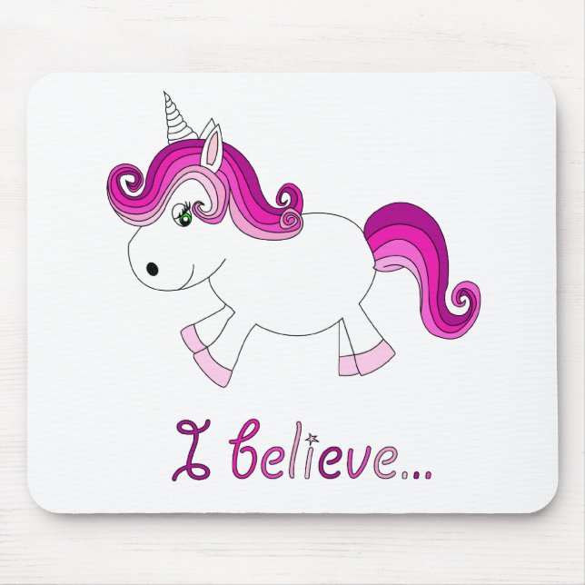 I believe unicorn - pink mouse mat (Front)