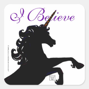 I Believe Unicorn Silhouette Square Sticker
