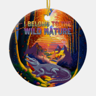 I Belong To The Wild Nature Vintage Alligator Ceramic Tree Decoration