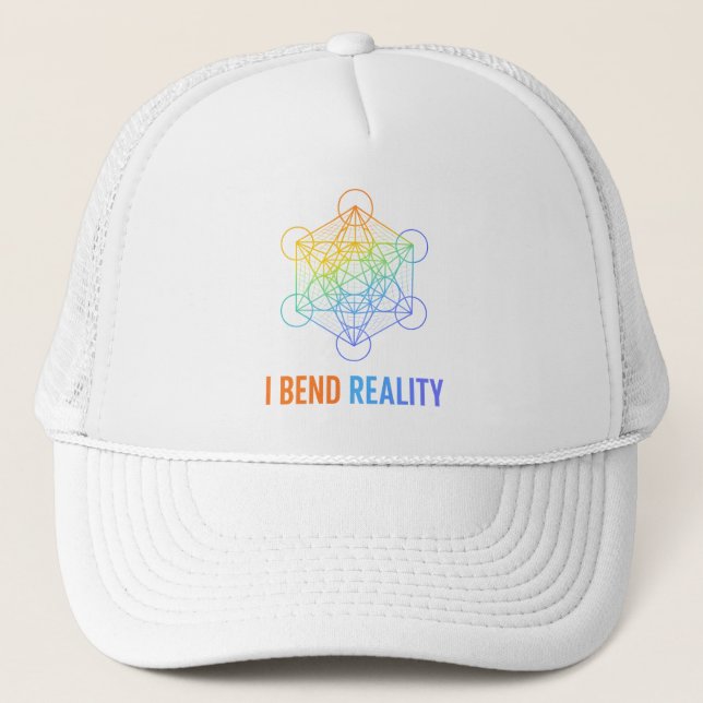 I Bend Reality – Sacred Geometry Energy Design Trucker Hat (Front)