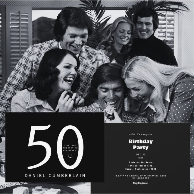 I bet You Thought He Was Older Funny Black BDay Invitation (Creator Uploaded)