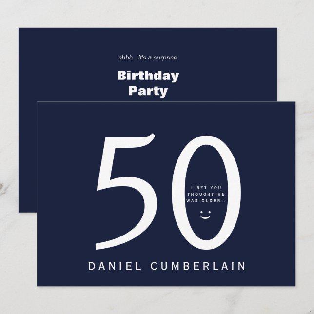 I bet You Thought He Was Older Funny Navy Birthday Invitation (Front/Back)