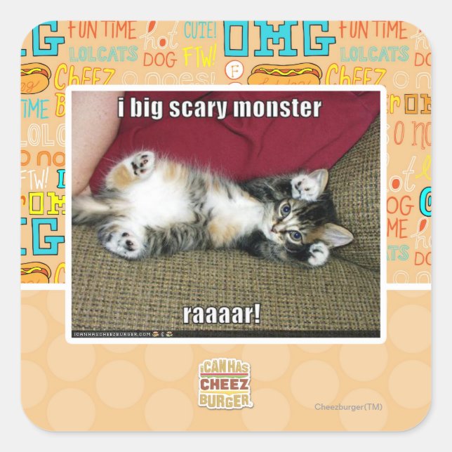 I big scary monster square sticker (Front)