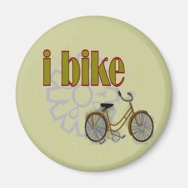 "i bike" GOLD BIKE and sprocket design Magnet (Front)