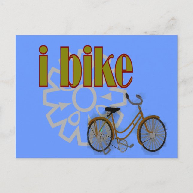 "i bike" GOLD BIKE and sprocket design Postcard (Front)