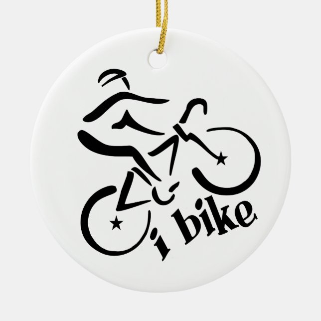 I BIKE ornament, customize Ceramic Tree Decoration (Front)