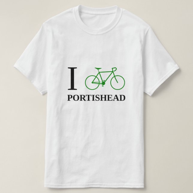 I Bike PORTISHEAD (Green Bicycle Icon) T-Shirt (Design Front)