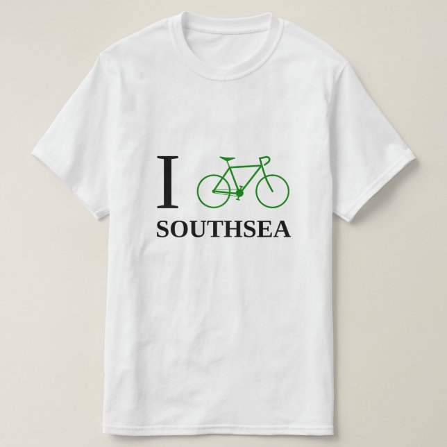 I Bike SOUTHSEA (Green Bicycle Icon) T-Shirt (Design Front)