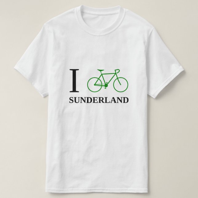 I Bike SUNDERLAND (Green Bicycle Icon) T-Shirt (Design Front)