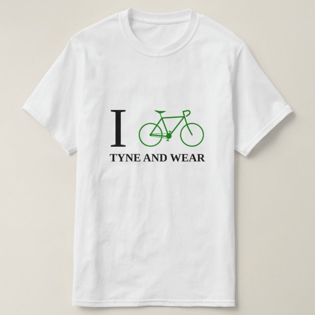 I Bike TYNE AND WEAR (Green Bicycle Icon) T-Shirt (Design Front)