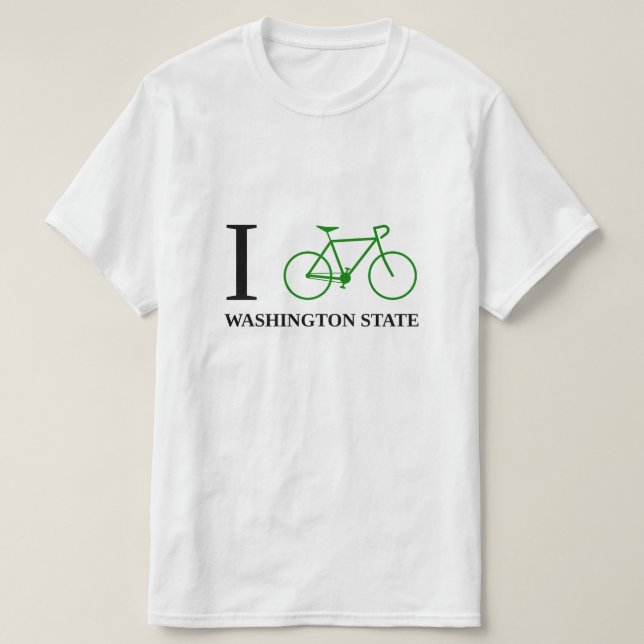 I Bike WASHINGTON STATE (Green Bicycle Icon) T-Shirt (Design Front)