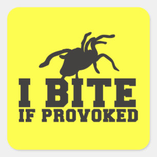 I Bite if PROVOKED Arach Tarantula  attack design Square Sticker