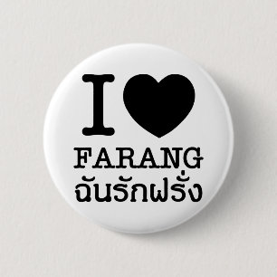 I Black Heart (Love) Farang 6 Cm Round Badge