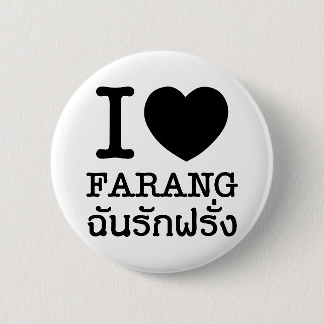 I Black Heart (Love) Farang 6 Cm Round Badge (Front)