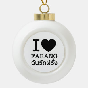 I Black Heart (Love) Farang Ceramic Ball Christmas Ornament