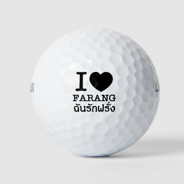 I Black Heart (Love) Farang Golf Balls (Front)