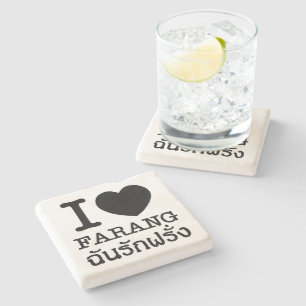 I Black Heart (Love) Farang Stone Coaster