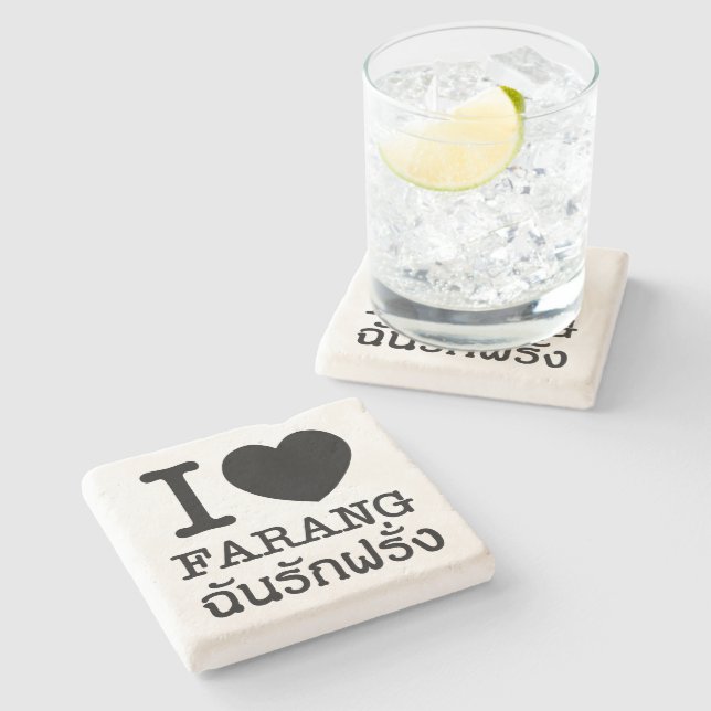 I Black Heart (Love) Farang Stone Coaster (Side)