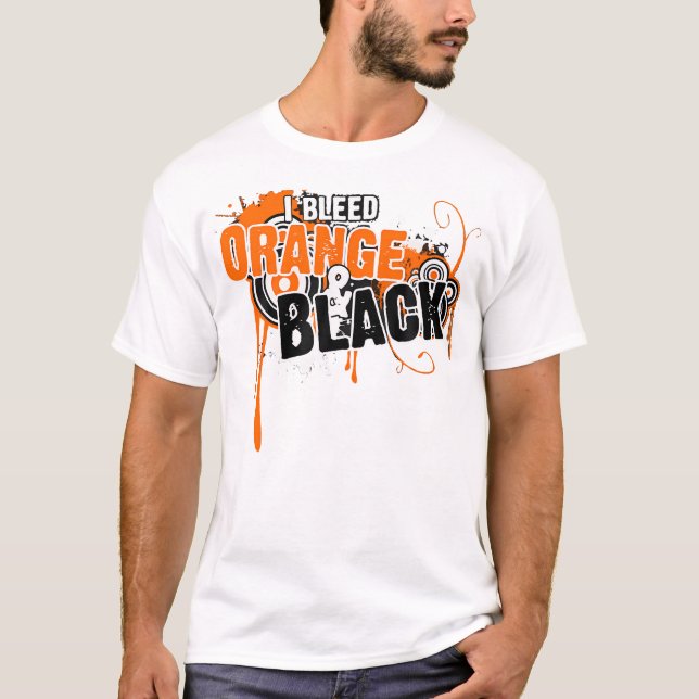  I Bleed Black  Orange Sports Team Game Day T-Shirt (Front)