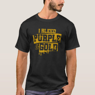 I Bleed Purple & Gold Game Day Group School Footba T-Shirt