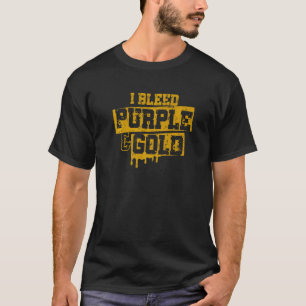 I Bleed Purple & Gold Game Day Group School Footba T-Shirt
