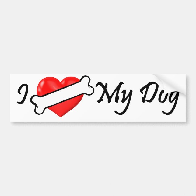 I (bone) heart my dog bumper sticker (Front)