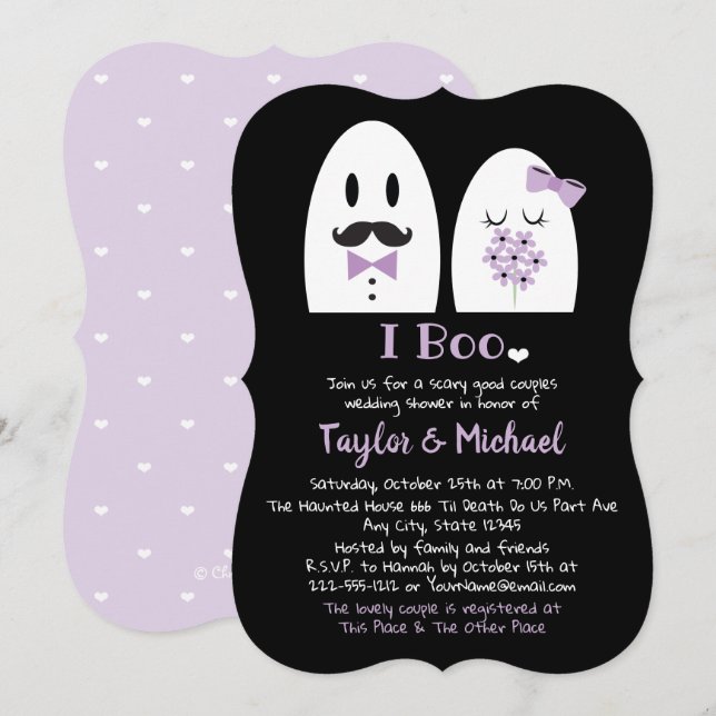 I Boo Halloween Couples Wedding Shower Invitation (Front/Back)