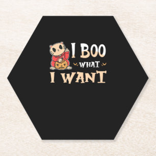 I Boo What I Want Cat Funny Halloween Paper Coaster