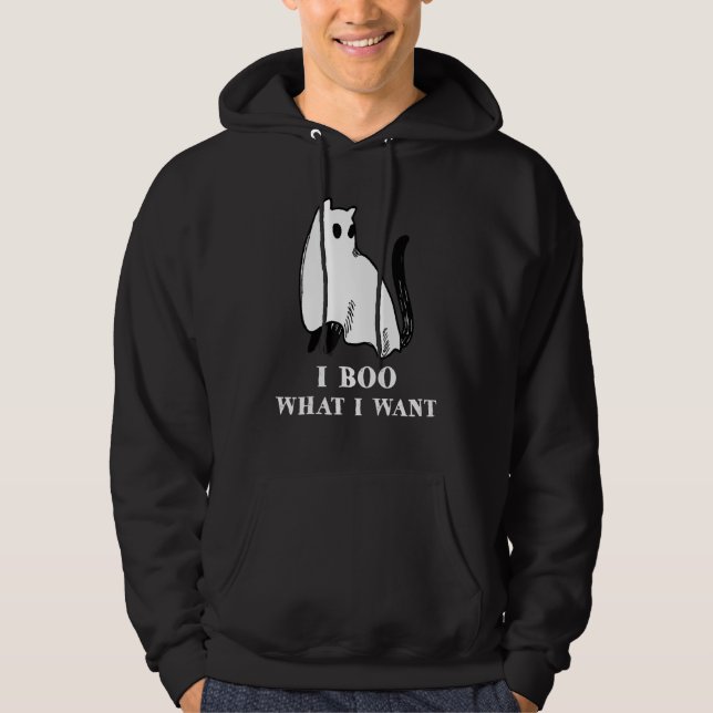 I Boo What I Want  Cat Halloween Ghost Hoodie (Front)